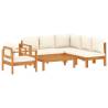 5 Piece Garden Sofa Set with Cushions | Solid Acacia Wood