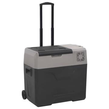 Portable 40L Cool Box with Wheels & Adapter - Black & Grey