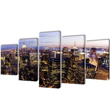 New York Skyline Canvas Wall Print Set - 100 x 50 cm