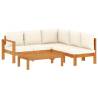 4 Piece Garden Sofa Set with Cushions | Solid Acacia Wood