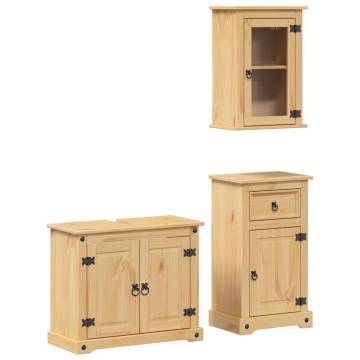 3 Piece Bathroom Furniture Set - Corona Solid Wood Pine