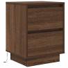 Stylish Brown Oak Bedside Cabinet with LED Lights - 38x34 cm