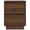 Stylish Brown Oak Bedside Cabinet with LED Lights - 38x34 cm