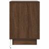 Stylish Brown Oak Bedside Cabinet with LED Lights - 38x34 cm