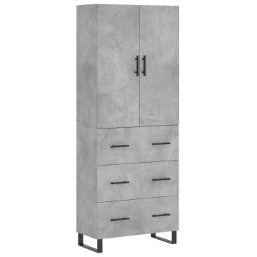 Stylish Highboard in Concrete Grey - 69.5x34x180 cm