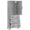 Stylish Highboard in Concrete Grey - 69.5x34x180 cm