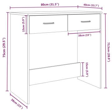 Elegant Brown Oak Desk - 80x40x75 cm Engineered Wood