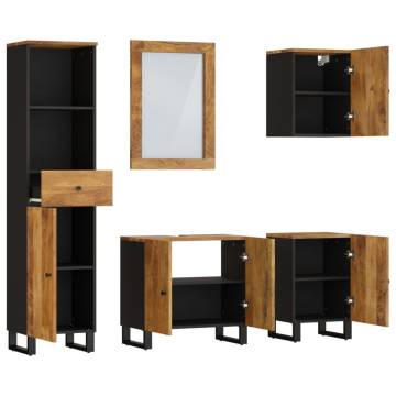 5 Piece Solid Wood Mango Bathroom Furniture Set | Hipomarket