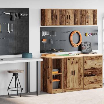 Durable Garage Cabinets - 2 Pcs Old Wood | HipoMarket UK