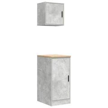 Garage Cabinets Set - Concrete Grey Engineered Wood