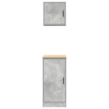 Garage Cabinets Set - Concrete Grey Engineered Wood