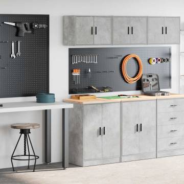 Garage Cabinets 2 pcs Concrete Grey Engineered Wood | HipoMarket