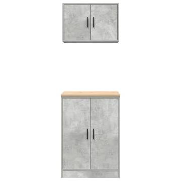 Garage Cabinets 2 pcs Concrete Grey Engineered Wood | HipoMarket