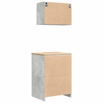 Garage Cabinets 2 pcs Concrete Grey Engineered Wood | HipoMarket