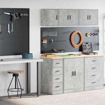 Garage Cabinets (2 pcs) - Concrete Grey Engineered Wood