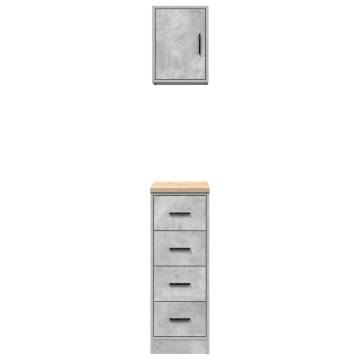 Garage Cabinets (2 pcs) - Concrete Grey Engineered Wood