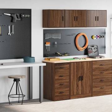 Garage Cabinets 2 pcs Brown Oak Engineered Wood | Hipo Market