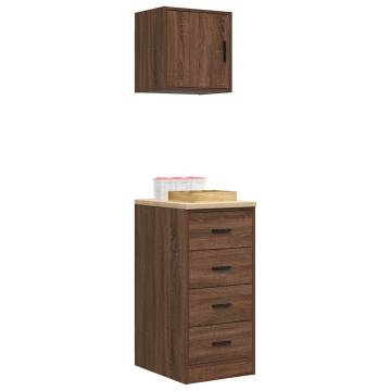 Garage Cabinets 2 pcs Brown Oak Engineered Wood | Hipo Market