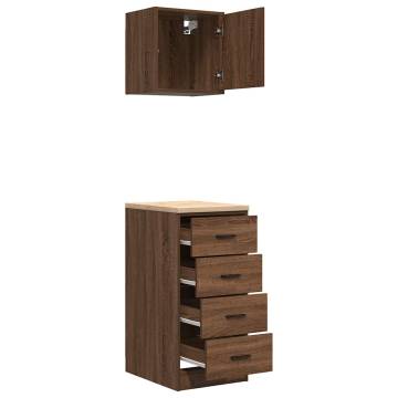 Garage Cabinets 2 pcs Brown Oak Engineered Wood | Hipo Market