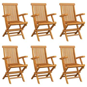 Folding Garden Chairs Set - 6 pcs Solid Teak Wood | HipoMarket