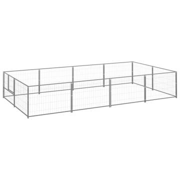 Dog Kennel Silver 8 m² Steel - Durable Outdoor Cage