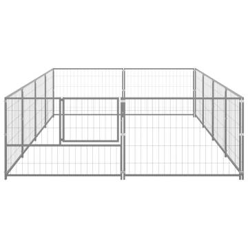 Dog Kennel Silver 8 m² Steel - Durable Outdoor Cage