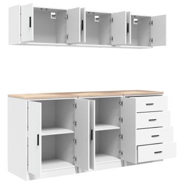 6 Pcs White Garage Cabinets - Organise Your DIY Tools