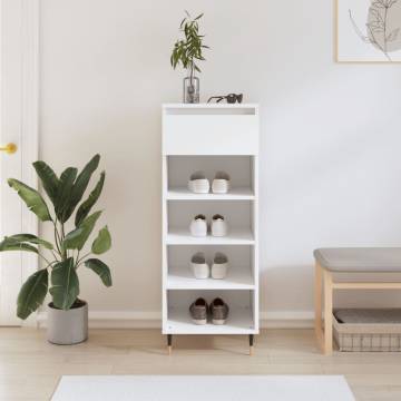 Elegant White Shoe Cabinet - 40x36x105 cm Engineered Wood