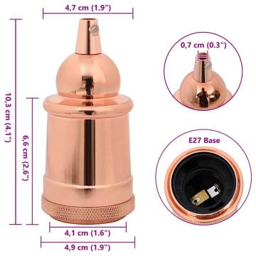 Rose Gold E27 Lamp Holders - 2 pcs for Stylish Lighting