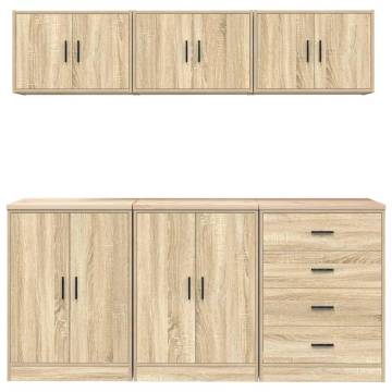 Garage Cabinets 6 pcs Sonoma Oak Engineered Wood | Hipomarket