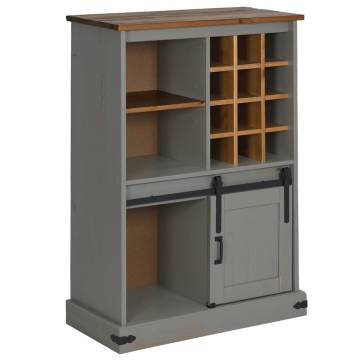 Wine Cabinet HALDEN - Grey Pine with Sliding Door & Racks