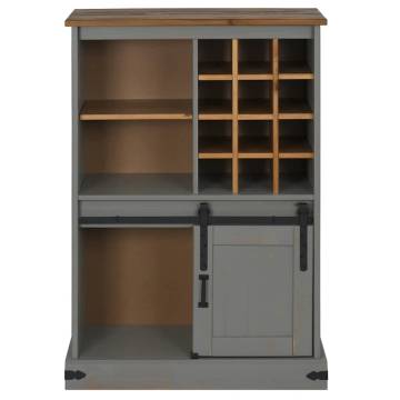 Wine Cabinet HALDEN - Grey Pine with Sliding Door & Racks