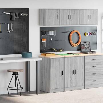 Garage Cabinets 2 pcs Grey Sonoma Engineered Wood | Hipo Market