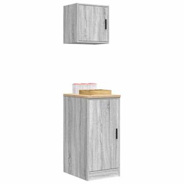 Garage Cabinets 2 pcs Grey Sonoma Engineered Wood | Hipo Market