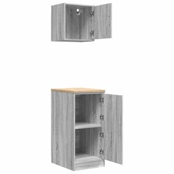 Garage Cabinets 2 pcs Grey Sonoma Engineered Wood | Hipo Market