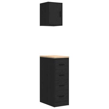 Garage Cabinets 2 pcs - Black Engineered Wood | Hipo Market