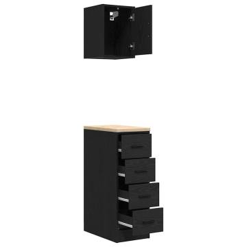 Garage Cabinets 2 pcs - Black Engineered Wood | Hipo Market