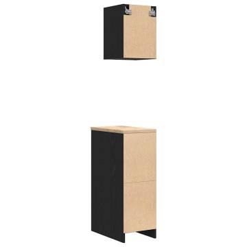 Garage Cabinets 2 pcs - Black Engineered Wood | Hipo Market