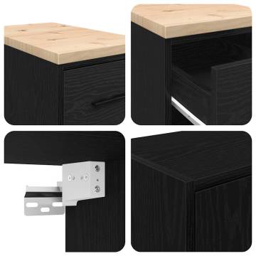 Garage Cabinets 2 pcs - Black Engineered Wood | Hipo Market