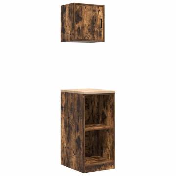 Garage Cabinets (2 pcs) - Smoked Oak Engineered Wood Storage