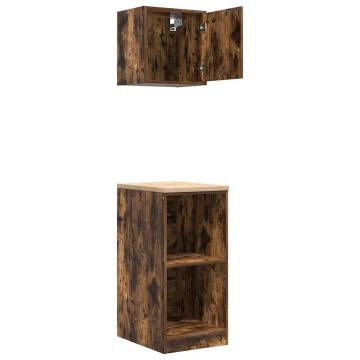 Garage Cabinets (2 pcs) - Smoked Oak Engineered Wood Storage