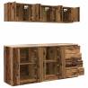 6 pcs Old Wood Garage Cabinets - Durable & Spacious Storage