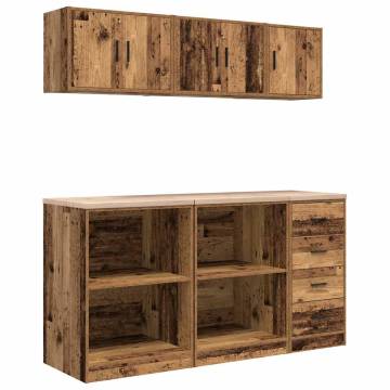 Durable Old Wood Garage Cabinets - 6 pcs | Hipomarket