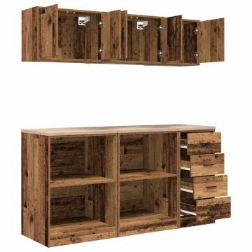 Durable Old Wood Garage Cabinets - 6 pcs | Hipomarket