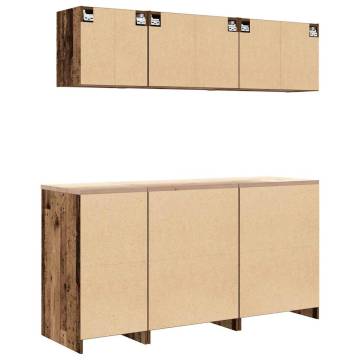 Durable Old Wood Garage Cabinets - 6 pcs | Hipomarket