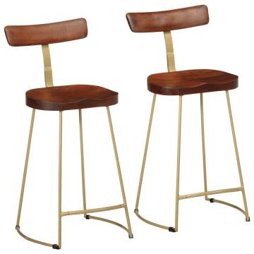 Stylish Bar Stools 2 pcs - Solid Mango Wood Design