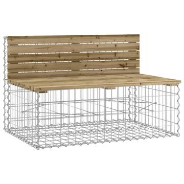 Garden Bench with Gabion Basket - Durable Pinewood Design