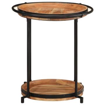 Side Table Ø55x60 cm - Solid Acacia Wood & Iron Frame