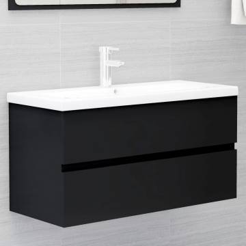 Stylish Black Sink Cabinet with Built-in Basin | Hipomarket