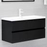 Sink Cabinet with Built-in Basin Black Engineered Wood Colour black Size 90 x 38.5 x 45 cm Quantity in Package 1 Model without faucet & drain 